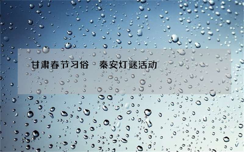 甘肃春节习俗 秦安灯谜活动